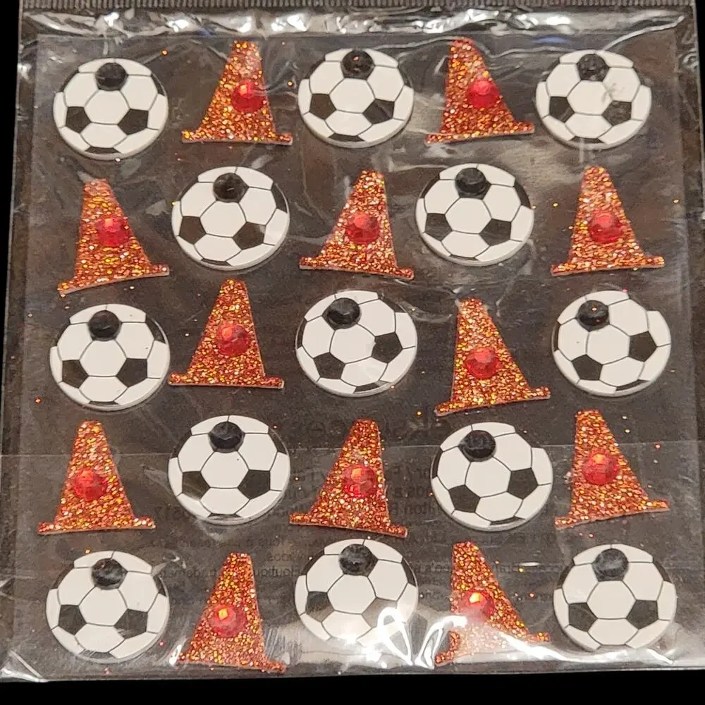 Jolees Boutique Soccer Stickers‎ Dimensional Glitter Rhinestone Scrapbooking